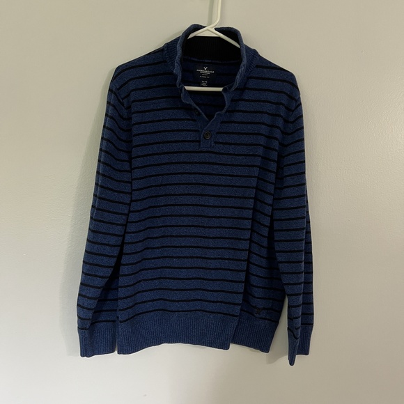 American Eagle Outfitters Other - American Eagle XL Mens Blue Striped Classic Fit Ribbed Sweater Casual Modern